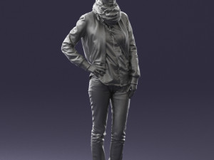 girl in eather jacket 0133 3d print ready 3Dプリントモデル