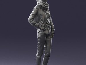 girl in eather jacket 0133 3d print ready 3Dプリントモデル
