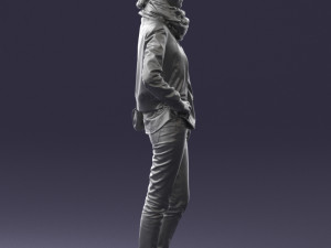 girl in eather jacket 0133 3d print ready 3Dプリントモデル