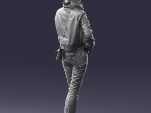 girl in eather jacket 0133 3d print ready 3Dプリントモデル