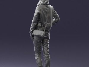 girl in eather jacket 0133 3d print ready 3Dプリントモデル