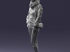 girl in eather jacket 0133 3d print ready 3Dプリントモデル