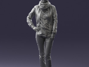 girl in eather jacket 0133 3d print ready 3Dプリントモデル