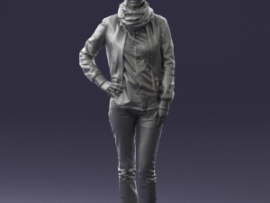 girl in eather jacket 0133 3d print ready 3Dプリントモデル