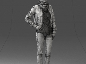 girl in eather jacket 0133 3d print ready 3Dプリントモデル