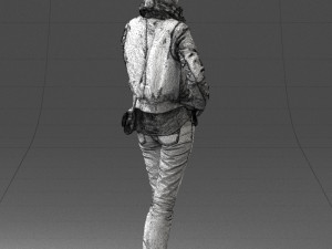 girl in eather jacket 0133 3d print ready 3Dプリントモデル