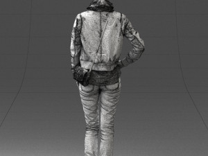 girl in eather jacket 0133 3d print ready 3Dプリントモデル