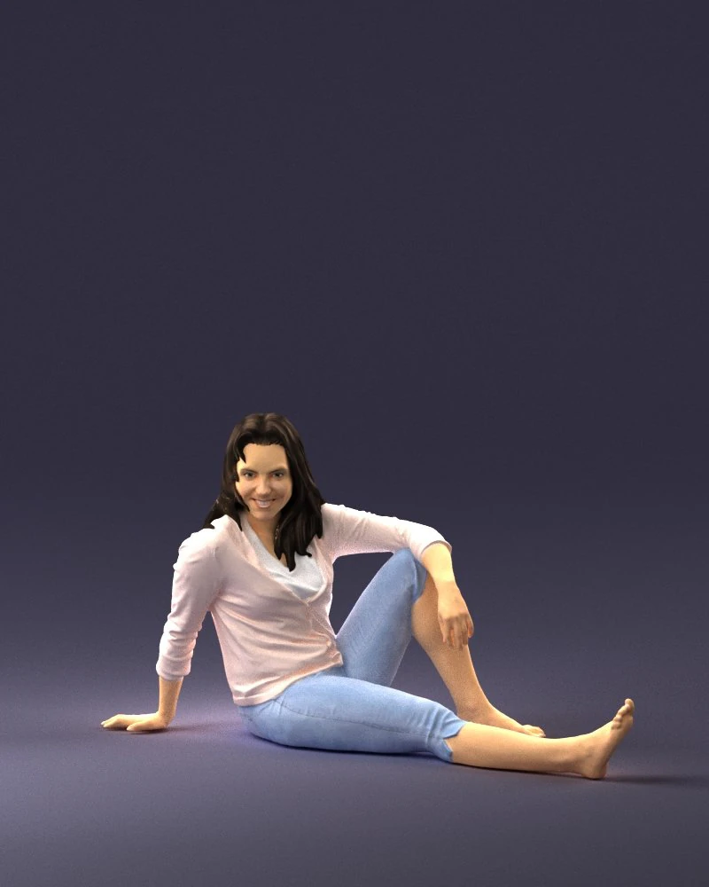 000468 Seated Casual Woman 3D Model .c4d .max .obj .3ds .fbx .stl .blend 
