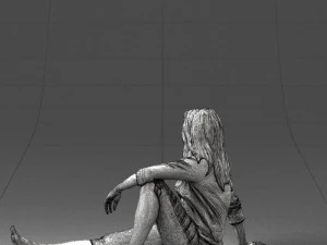 000468 Seated Casual Woman 3D Model