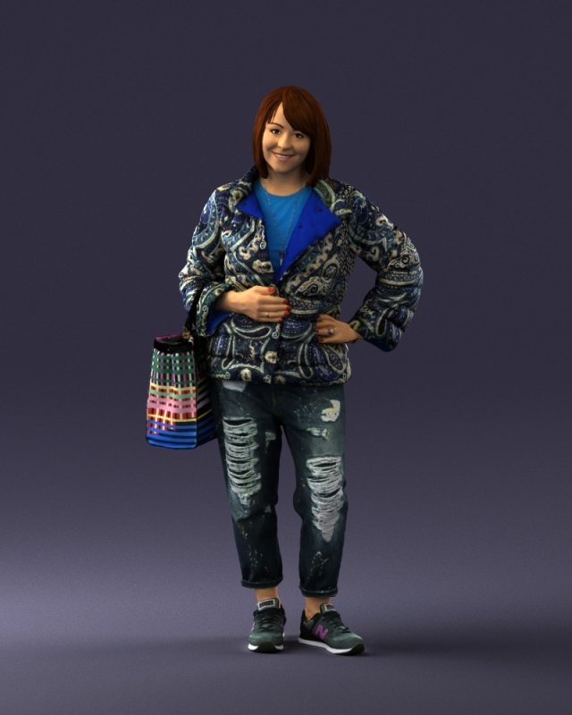 woman with bag 0135 Model 3D .c4d .max .obj .3ds .fbx .stl .blend 