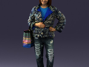 woman with bag 0135 Modello 3D