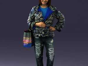 000469 Casual Woman with Shopping Bag 3D Model