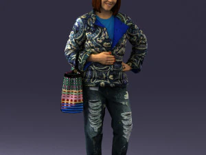 000469 Casual Woman with Shopping Bag 3D Model