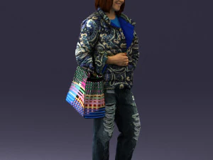 000469 Casual Woman with Shopping Bag 3D Model