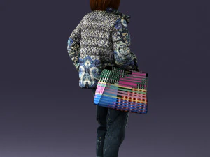000469 Casual Woman with Shopping Bag 3D Model