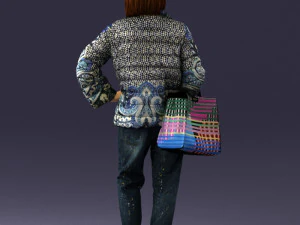 000469 Casual Woman with Shopping Bag 3D Model