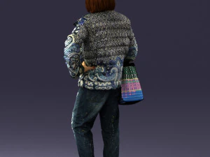 000469 Casual Woman with Shopping Bag 3D Model