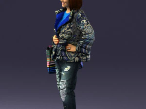 000469 Casual Woman with Shopping Bag 3D Model