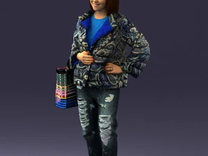 000469 Casual Woman with Shopping Bag 3D Model