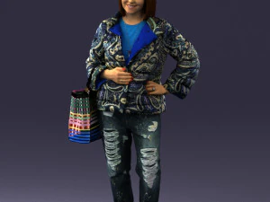 000469 Casual Woman with Shopping Bag 3D Model