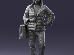 000469 Casual Woman with Shopping Bag 3D Model