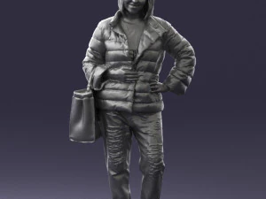 000469 Casual Woman with Shopping Bag 3D Model
