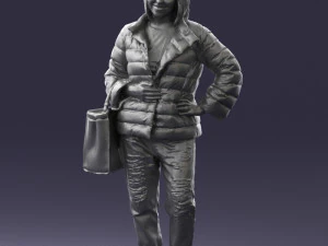 000469 Casual Woman with Shopping Bag 3D Model