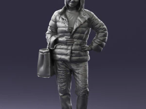000469 Casual Woman with Shopping Bag 3D Model