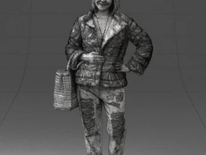 000469 Casual Woman with Shopping Bag 3D Model
