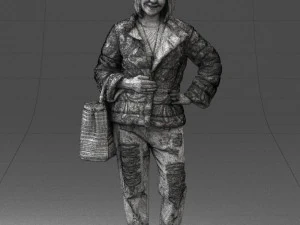 000469 Casual Woman with Shopping Bag 3D Model