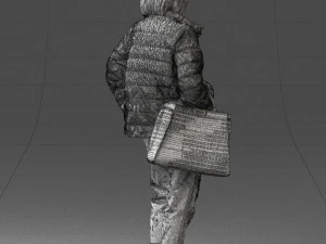 000469 Casual Woman with Shopping Bag 3D Model
