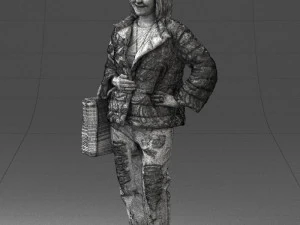 000469 Casual Woman with Shopping Bag 3D Model
