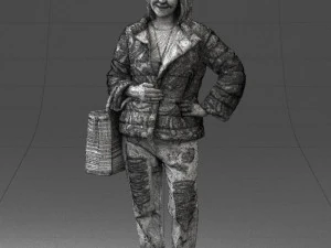 000469 Casual Woman with Shopping Bag 3D Model