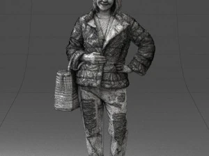 000469 Casual Woman with Shopping Bag 3D Model