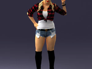 000473 Woman Showing Peace Sign 3D Model