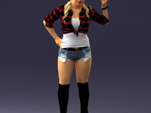 000473 Woman Showing Peace Sign 3D Model