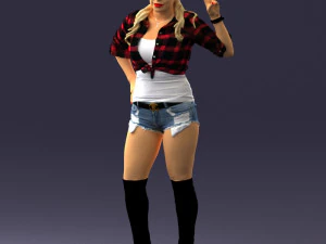 000473 Woman Showing Peace Sign 3D Model