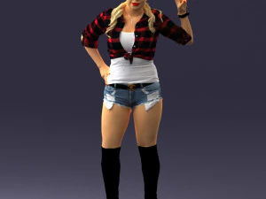 000473 Woman Showing Peace Sign 3D Model