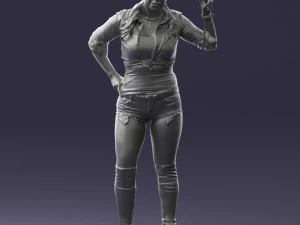 000473 Woman Showing Peace Sign 3D Model