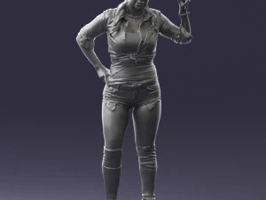 000473 Woman Showing Peace Sign 3D Model