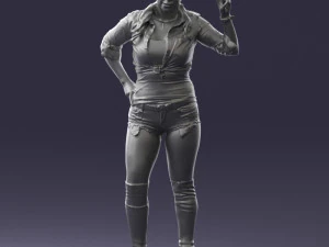 000473 Woman Showing Peace Sign 3D Model