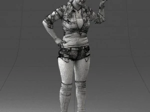 000473 Woman Showing Peace Sign 3D Model