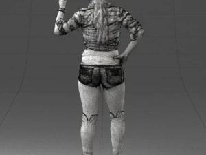 000473 Woman Showing Peace Sign 3D Model