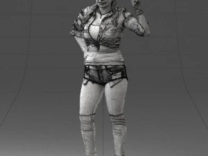 000473 Woman Showing Peace Sign 3D Model