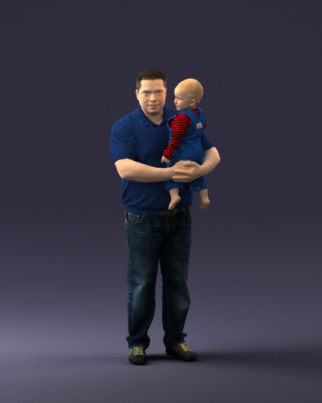 man with child 0132 3D Model .c4d .max .obj .3ds .fbx .stl .blend 