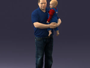 000466 Отец держит ребенка 3D Модель