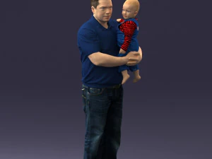 000466 Отец держит ребенка 3D Модель