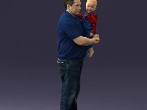 000466 Отец держит ребенка 3D Модель