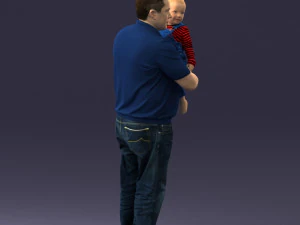 000466 Отец держит ребенка 3D Модель