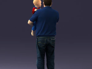 000466 Отец держит ребенка 3D Модель